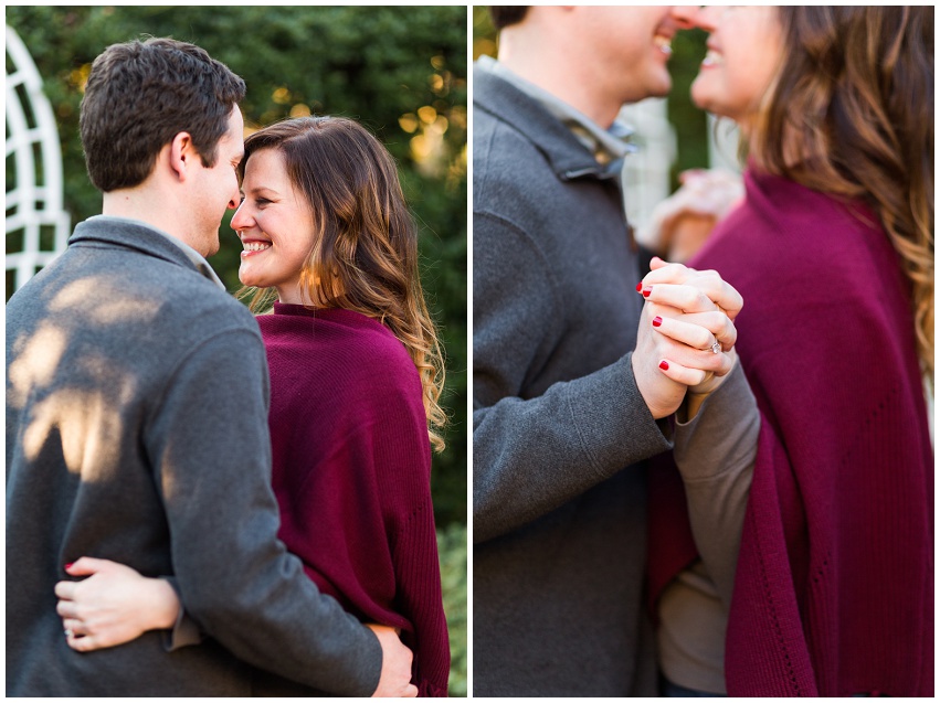 Andrew and Christine's sweet and fun Charlotte engagement session at Daniel Stowe Botanical Gardens by Destination and Charlotte wedding photographer Samantha Laffoon