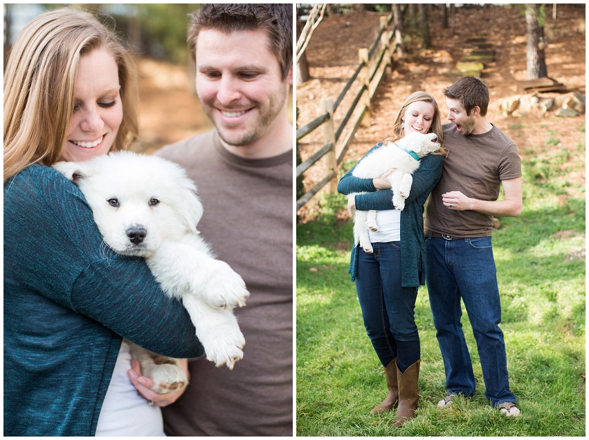 Sweet Charlotte family portrait session with great pyrenees puppy