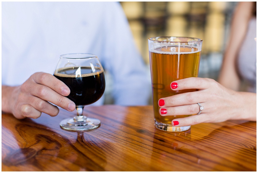 Fun Triple C Brewery Engagement Session in Charlotte by Destination Wedding Photographer Samantha Laffoon