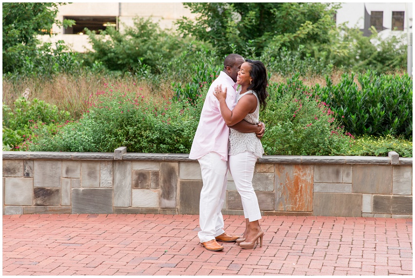 Sweet Romare Bearden Park Engagement in Uptown Charlotte by Destination and Charlotte Wedding Photographer Samantha Laffoon