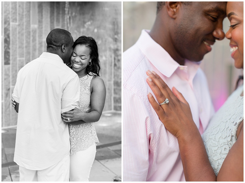 Sweet Romare Bearden Park Engagement in Uptown Charlotte by Destination and Charlotte Wedding Photographer Samantha Laffoon