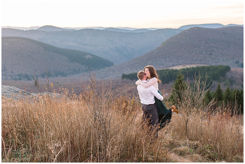 Jenna and Chris' stunning Black Balsam Knob Engagement Session Asheville Mountain Engagement by wedding photographer Samantha Laffoon