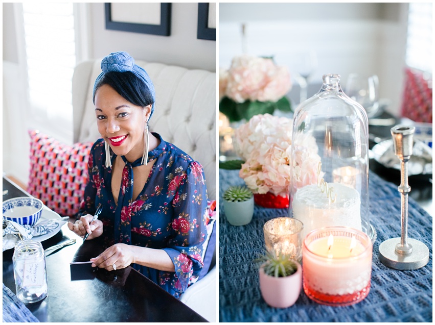 Romantic dinner at home Charlotte fashion editorial photographer Samantha Laffoon Photography