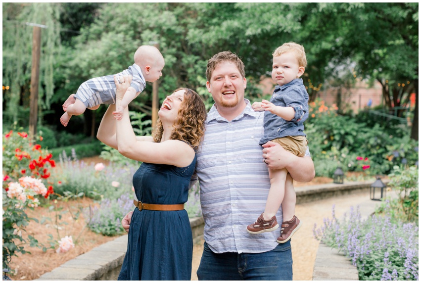 McGill Rose Garden spring Charlotte family session by photographer Samantha Laffoon