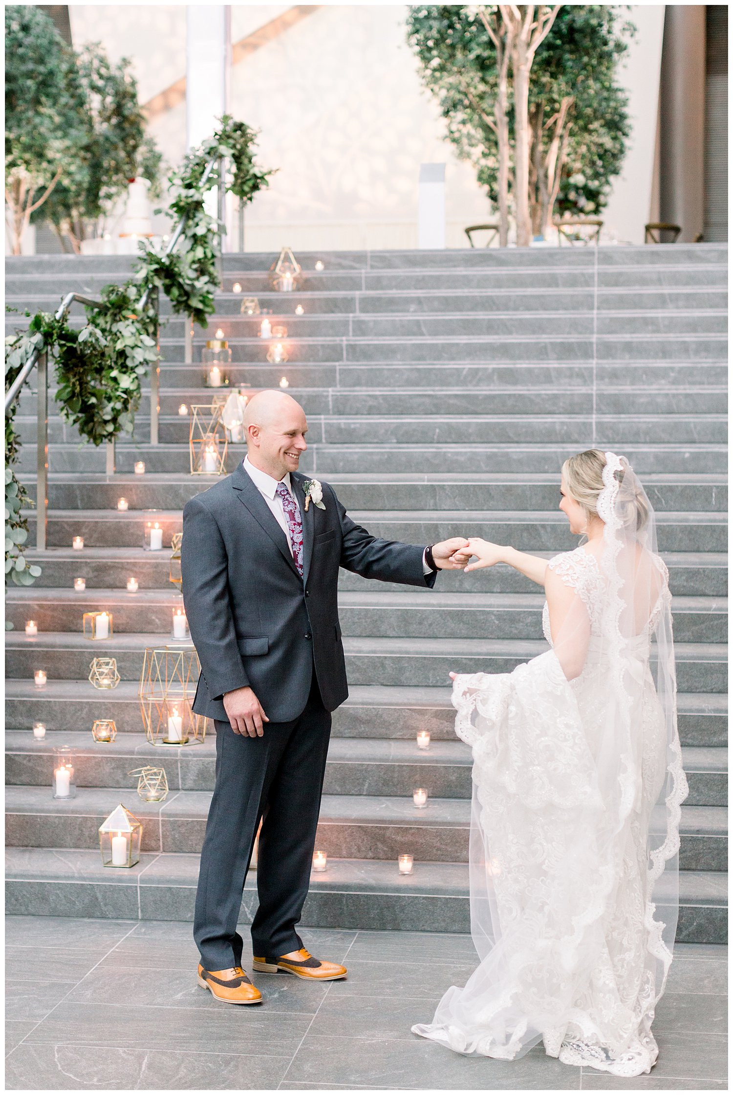 romantic photo of bride and groom at the Ritz Carlton Charlotte