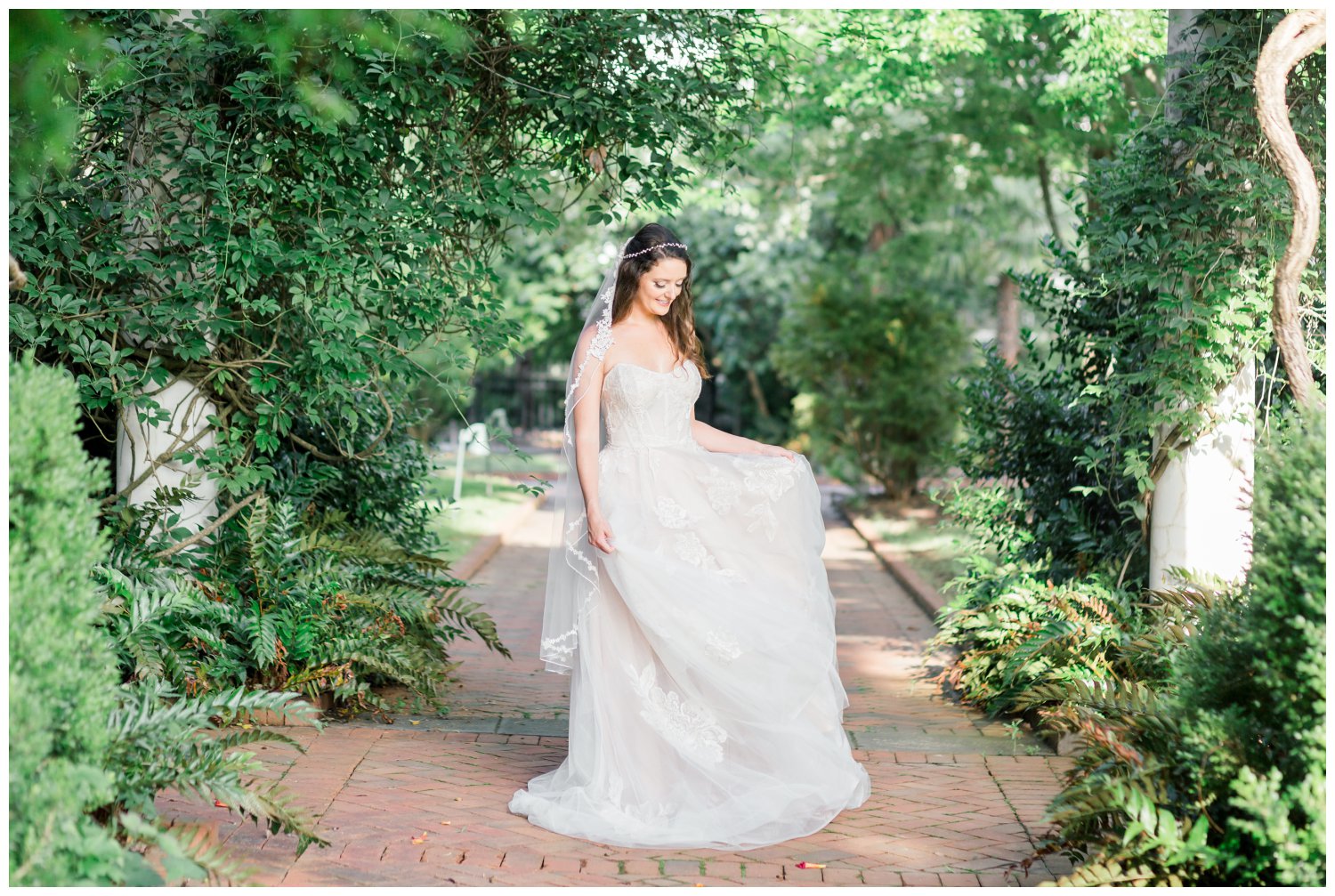 Secret garden bridal photos at Daniel Stowe Botanical Gardens