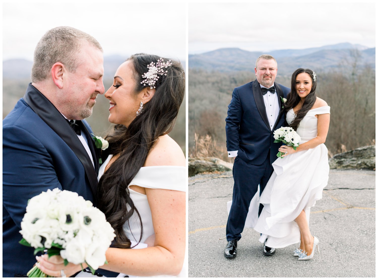 Romantic mountaintop wedding portraits in Asheville North Carolina by top wedding photographer Samantha Laffoon