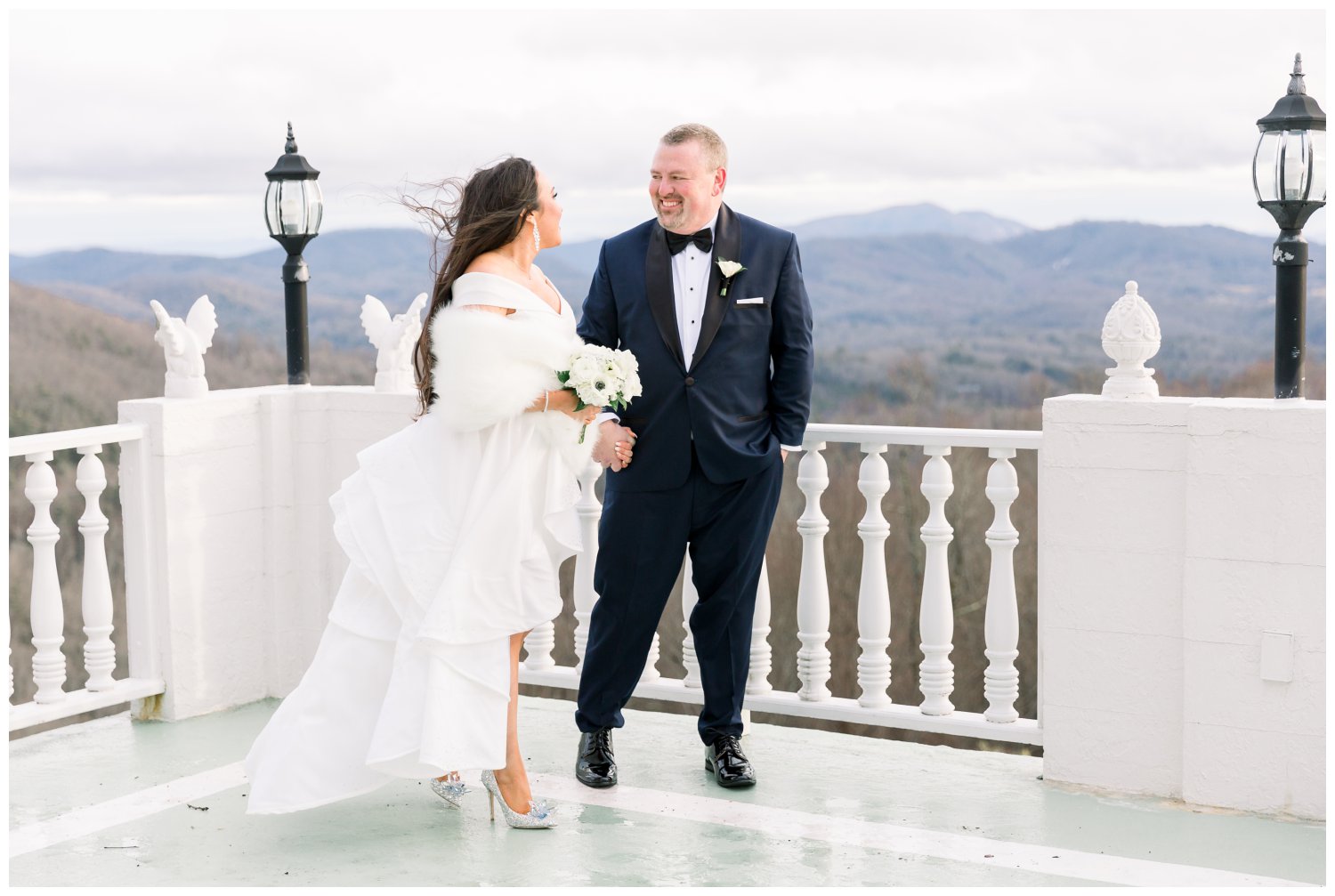 Romantic mountaintop wedding portraits in Asheville North Carolina by top wedding photographer Samantha Laffoon