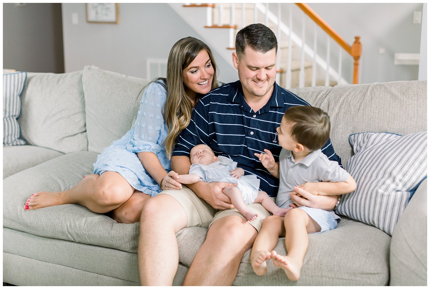 Charlotte newborn session in home North Carolina lifestyle family photos